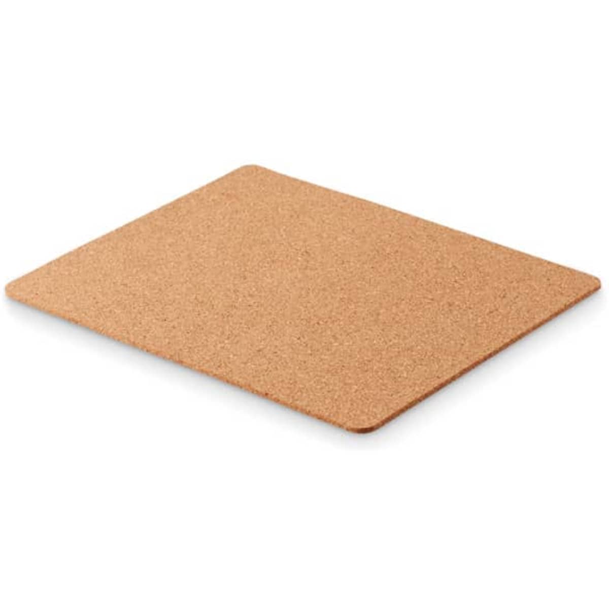 A cork mouse pad with a rectangular shape, featuring a natural beige colour and a smooth surface.