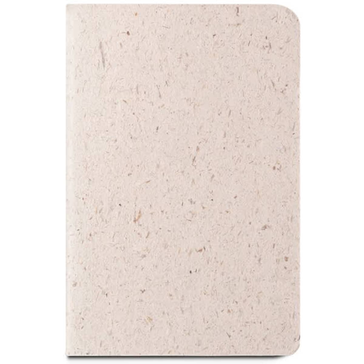 A6 notebook with a flexible cover made from organic elephant matter, featuring a light beige hue and natural texture.