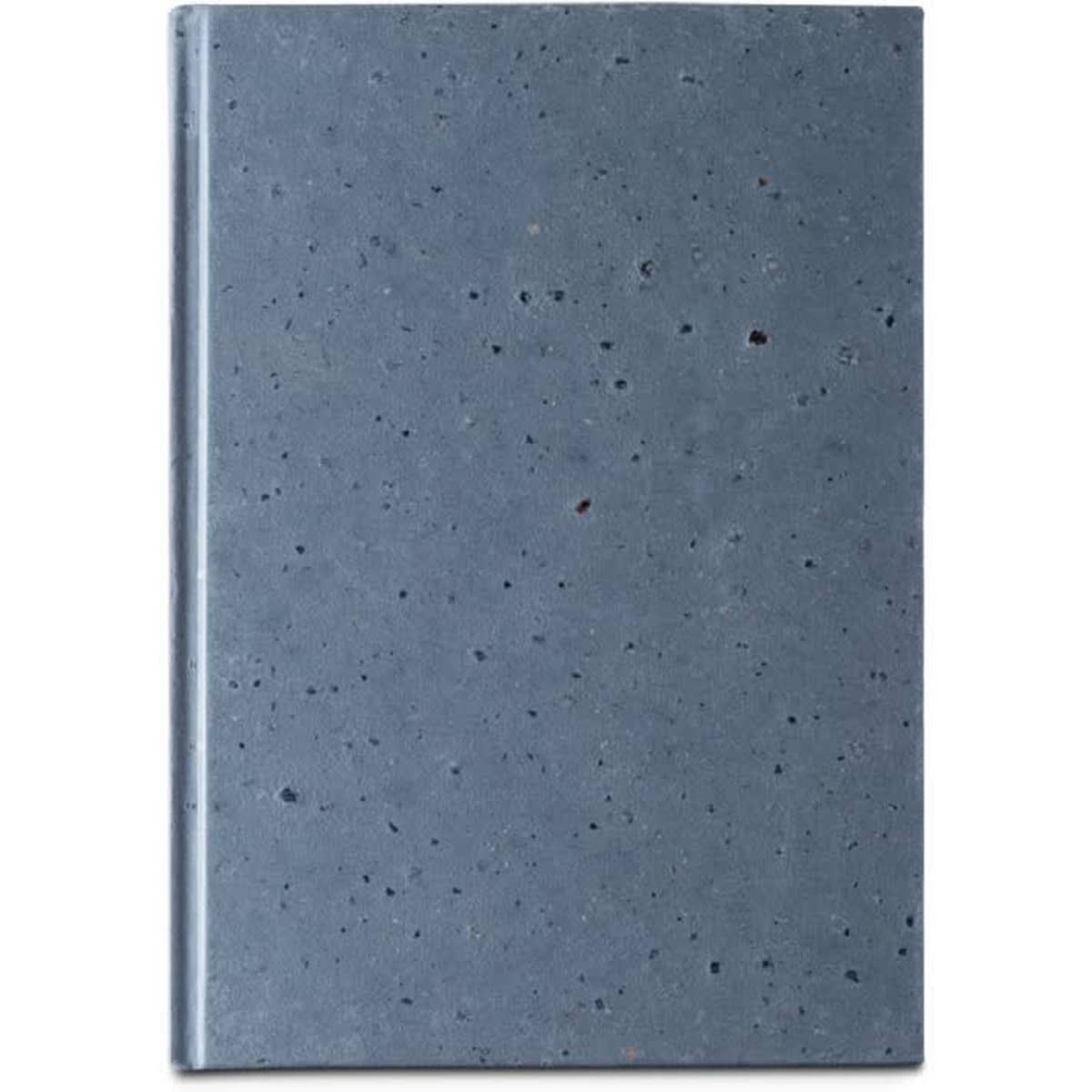 A grey A5 notebook with a hard cover made from coffee husk waste, featuring a textured finish.