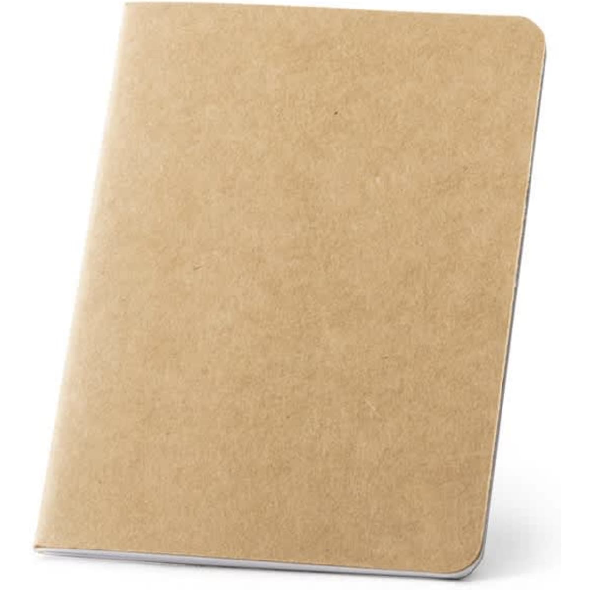 A plain B7 notebook with a brown kraft cover and grey edges, featuring plain sheets inside.