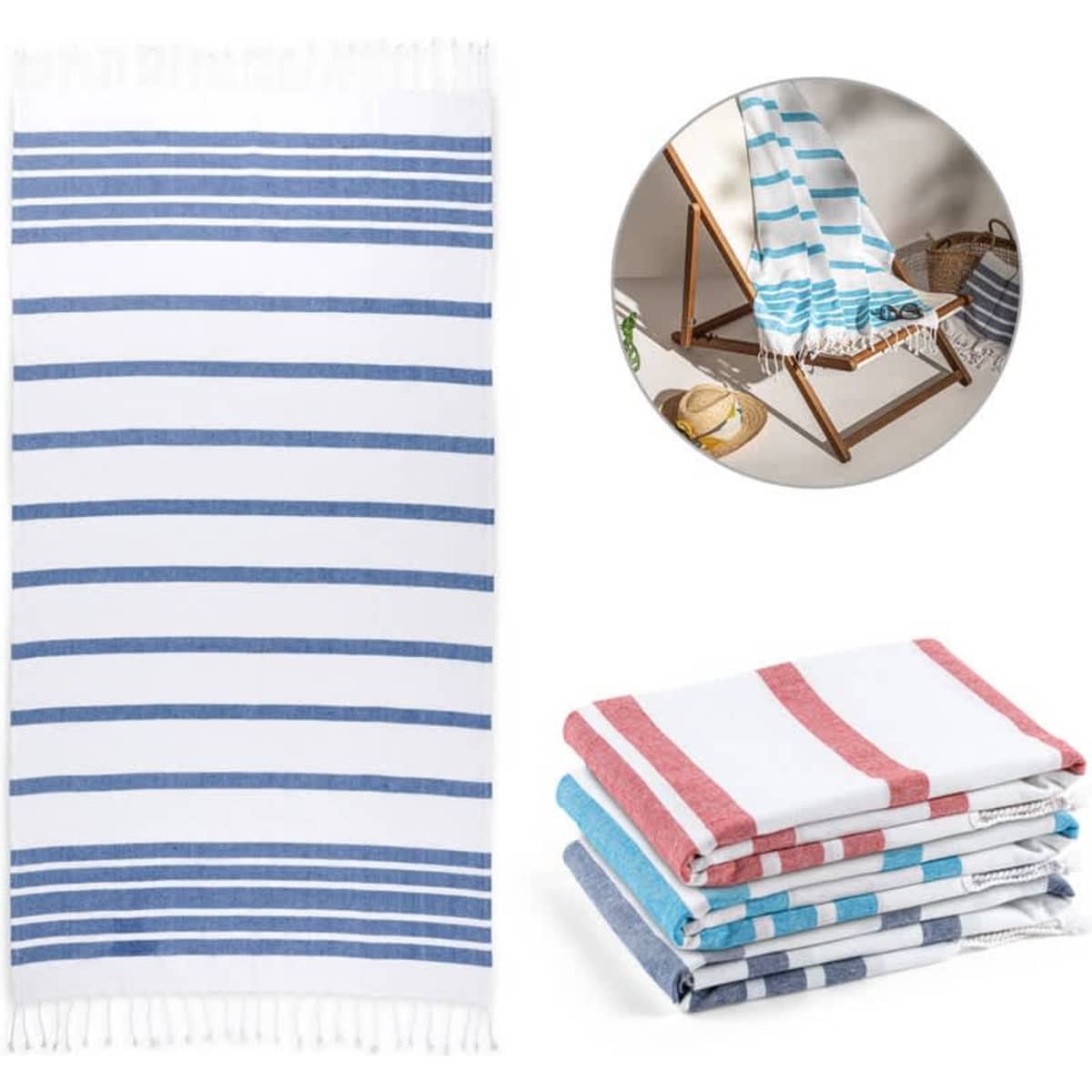 Sardenha – Beach towel in cotton (70% recycled) and polyester (30% recycled) (180 g/m²)