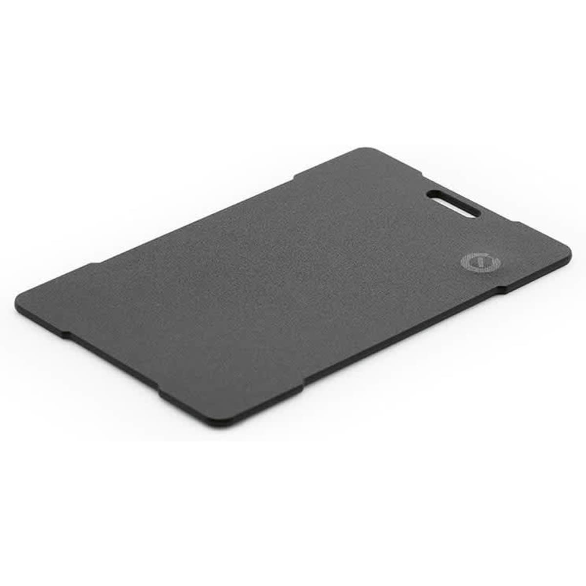 A black Carbon Finder tracker with a minimalist design and a small logo.