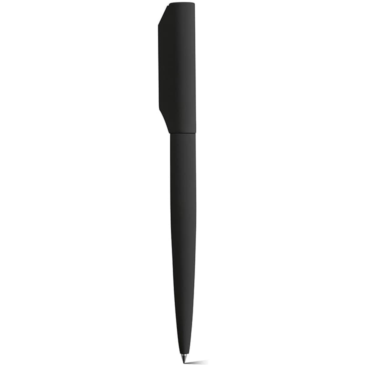 A black Rabelais pen with a sleek design, featuring a clipped cap and a fine-point tip.