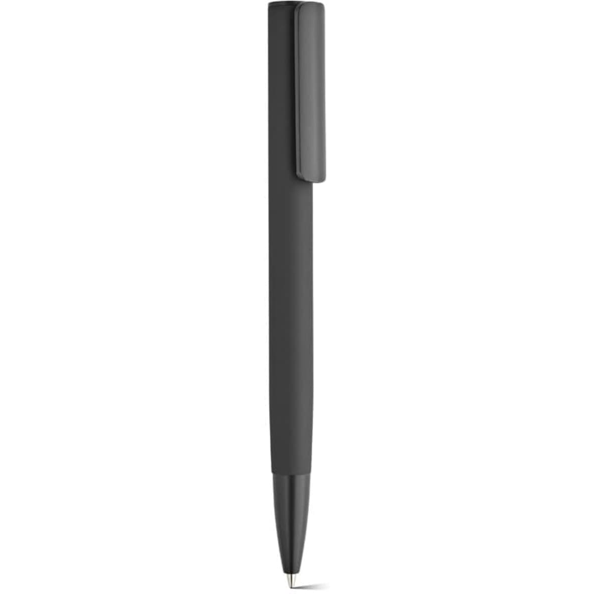 A pen in black featuring a sleek design and a clip. It contains blue 0.7mm Dokumental® ink.