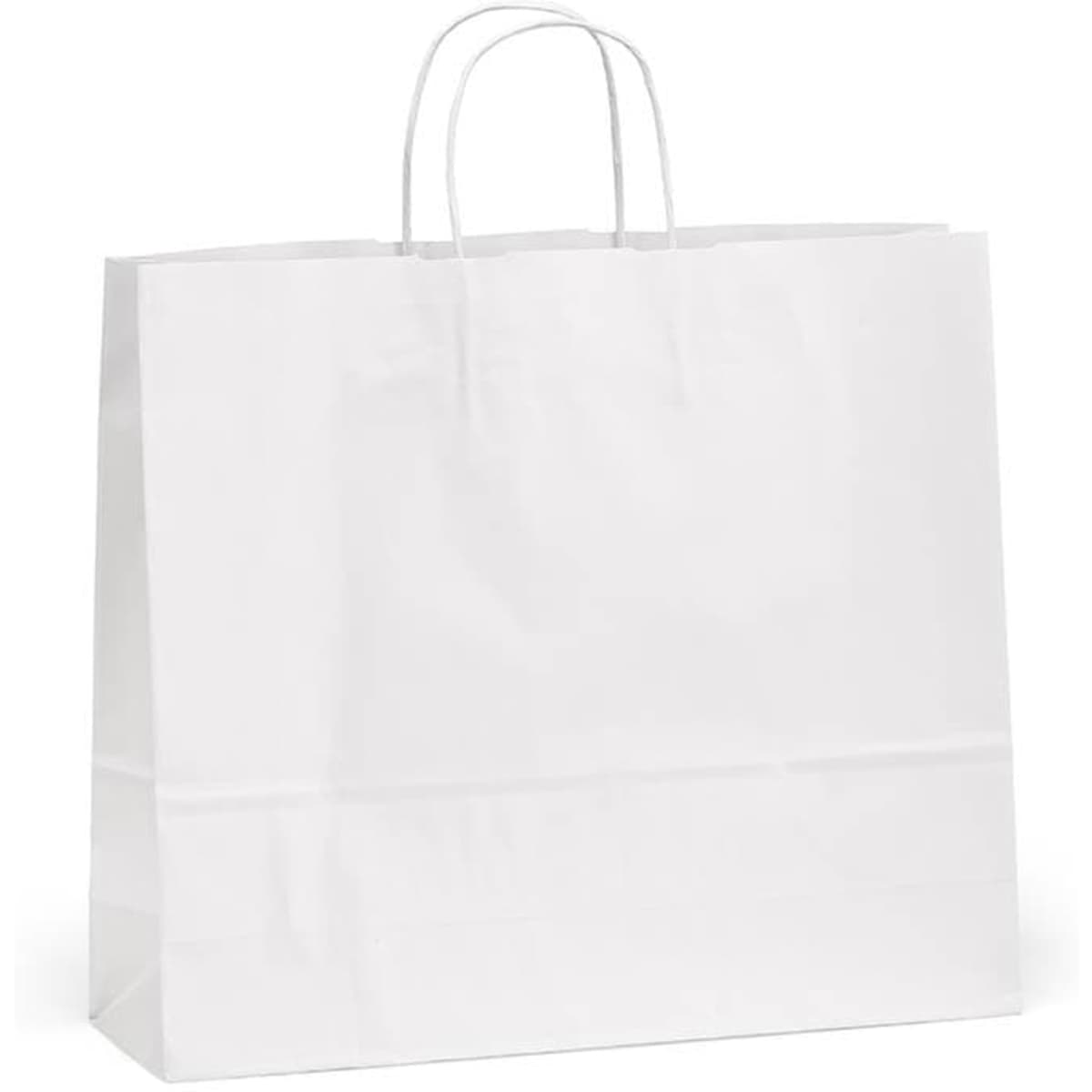 A large white kraft bag with two handles, made from FSC® certified material. Features an unembellished design.