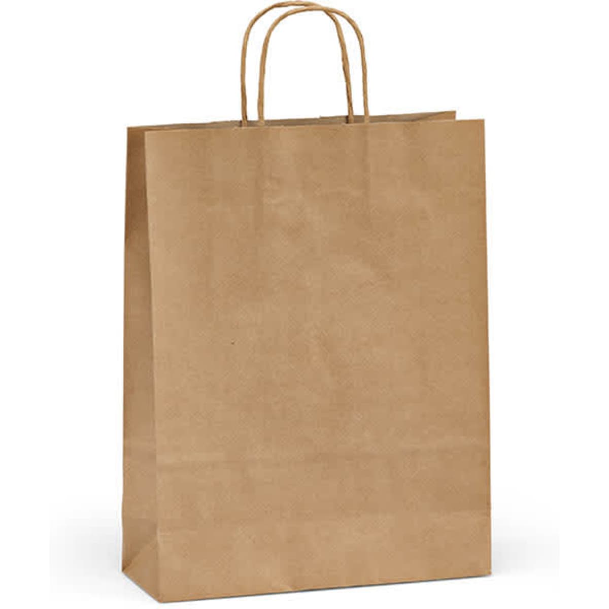 A brown recycled Kraft bag with handles, made from FSC® certified materials, featuring a simple, unadorned design.