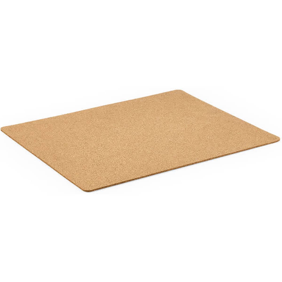 A rectangular cork placemat in a natural beige hue, featuring a smooth texture and a minimalist design.