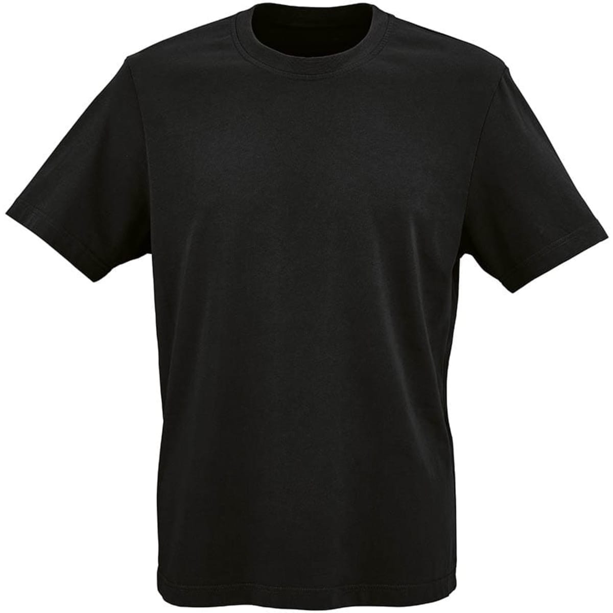 A black Maya jersey t-shirt made from 100% organic cotton, featuring short sleeves and a classic fit.