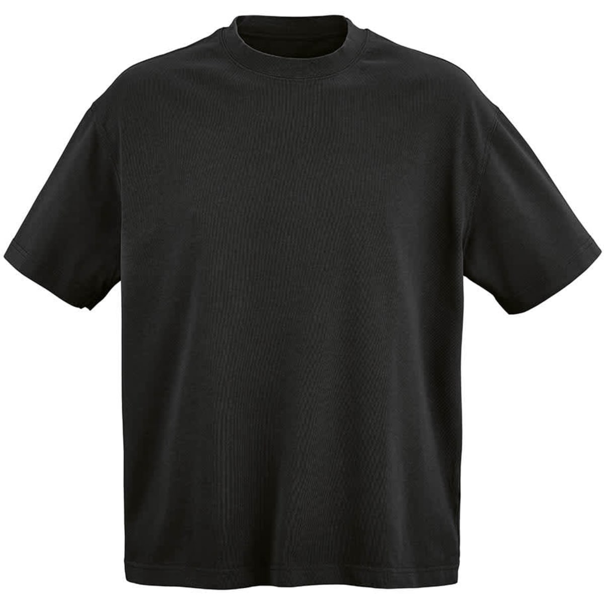 A black oversized t-shirt made from 100% organic cotton, 240gsm, featuring a logo. Made in Portugal.