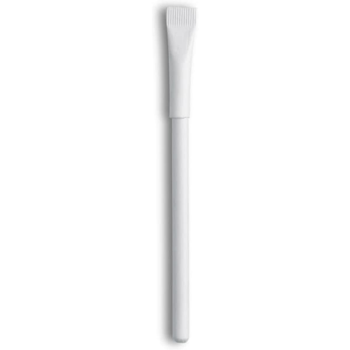 A white applicator brush with a flat edge, featuring a long handle for easy grip and use.
