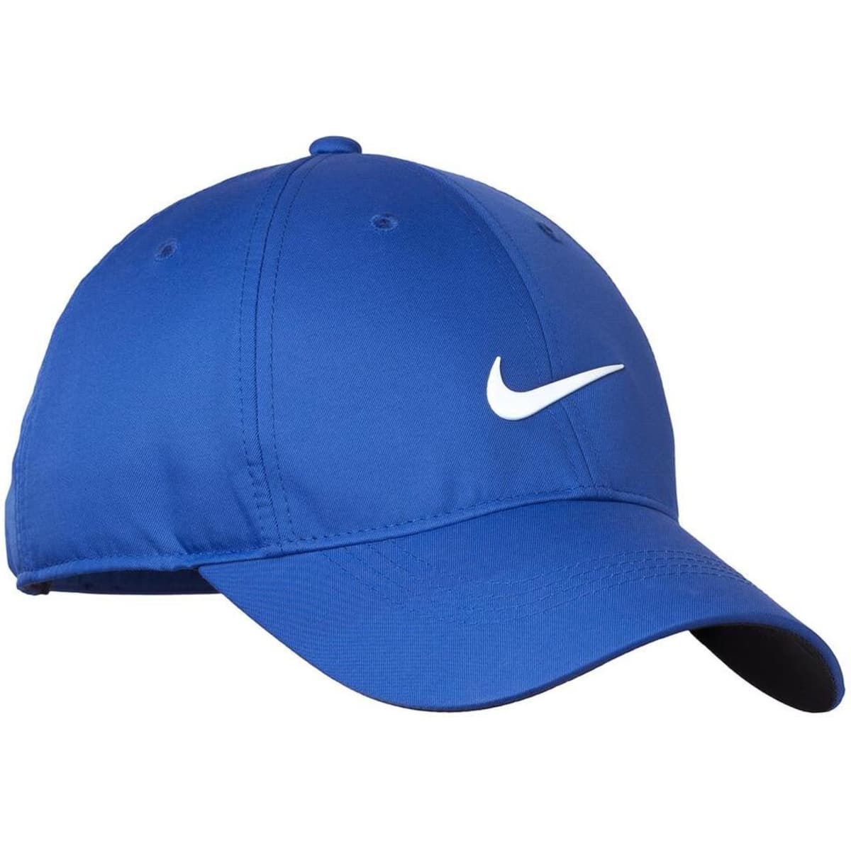 A blue cap featuring a white logo, designed for headwear and sports use.
