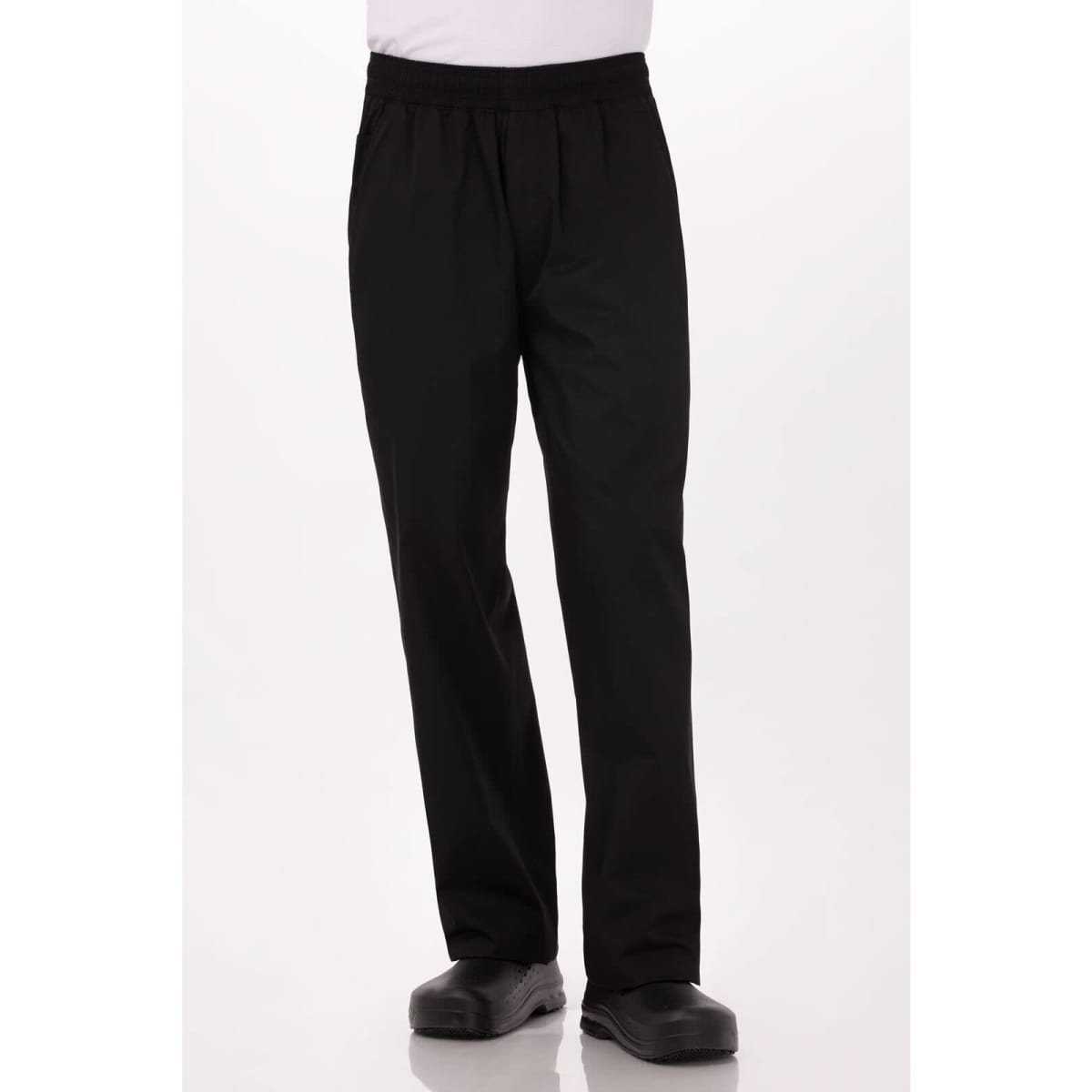 Lightweight baggy pants in black with a comfortable elastic waistband and a simple black design.
