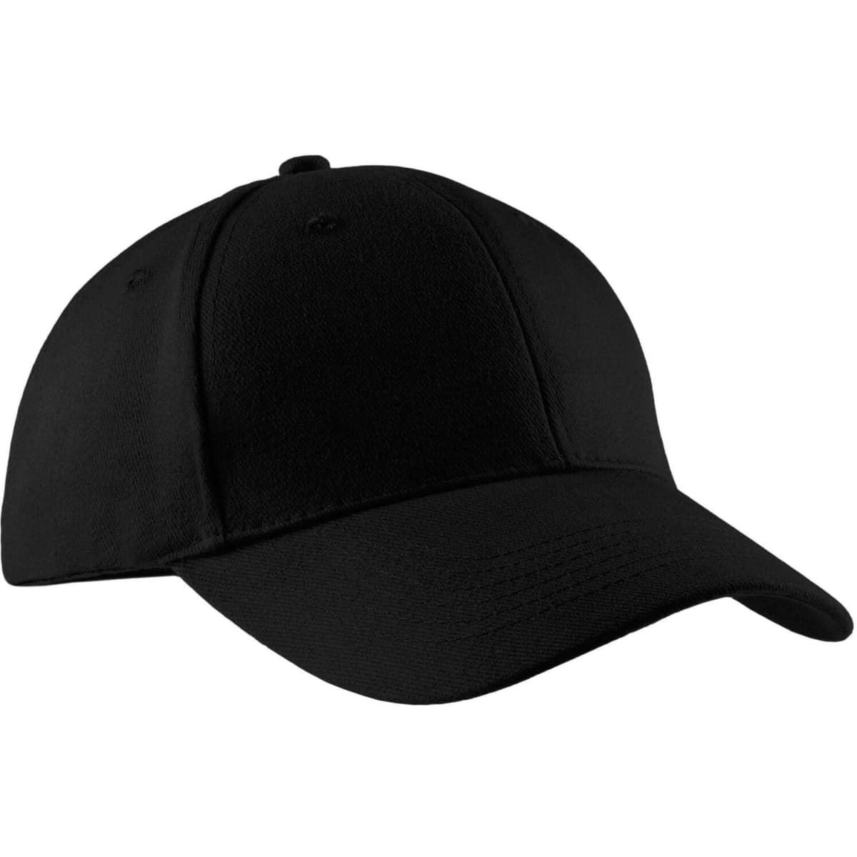 A black brushed twill cap featuring a curved brim and a classic design, with an embedded logo.