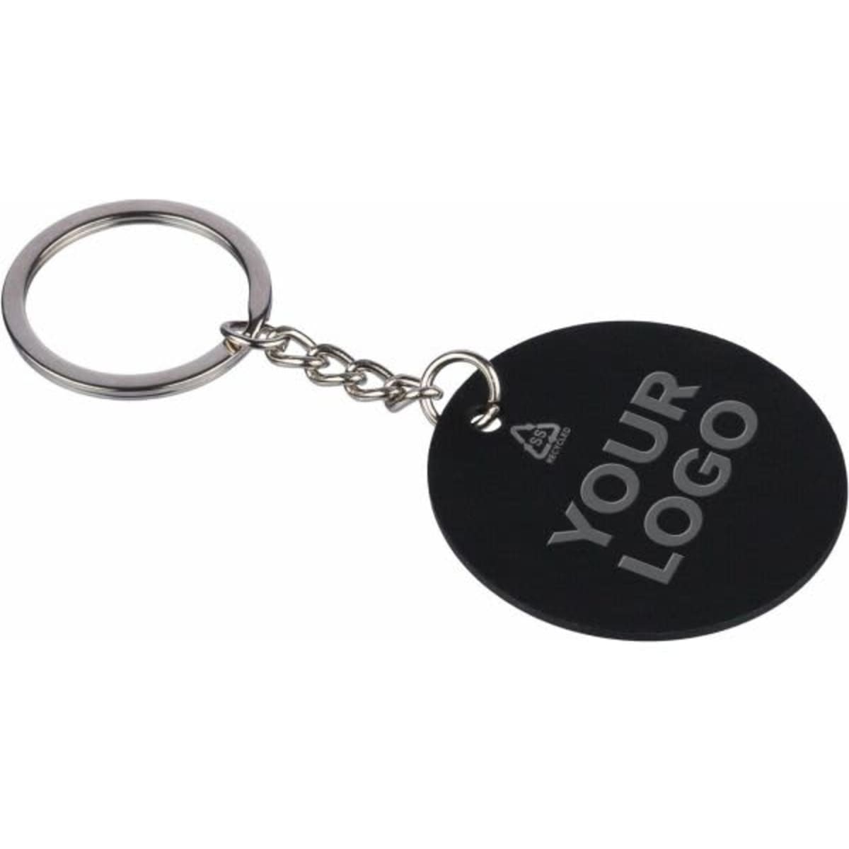 Recycled stainless steel round keychain Risa