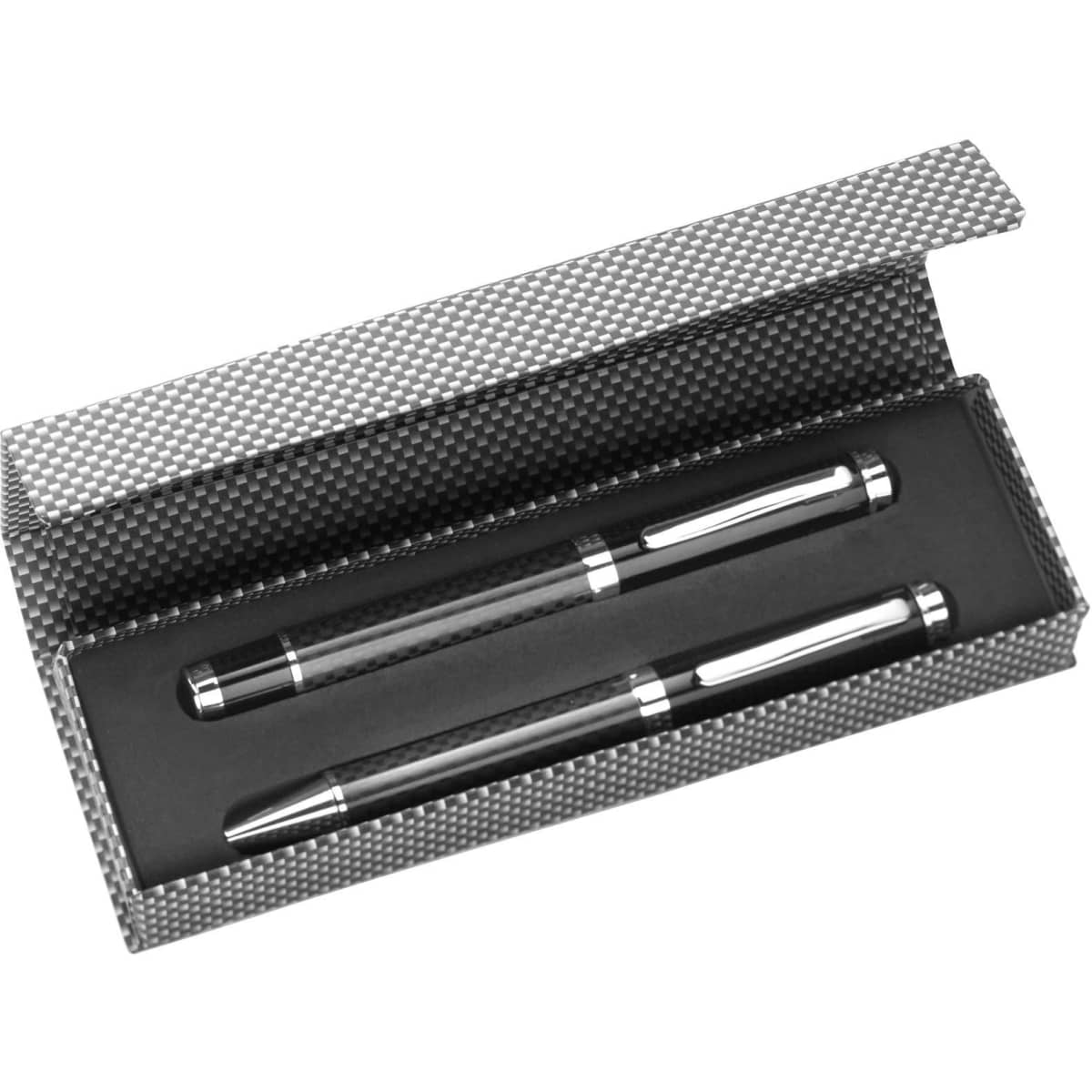 Carbon fibre and brass writing set