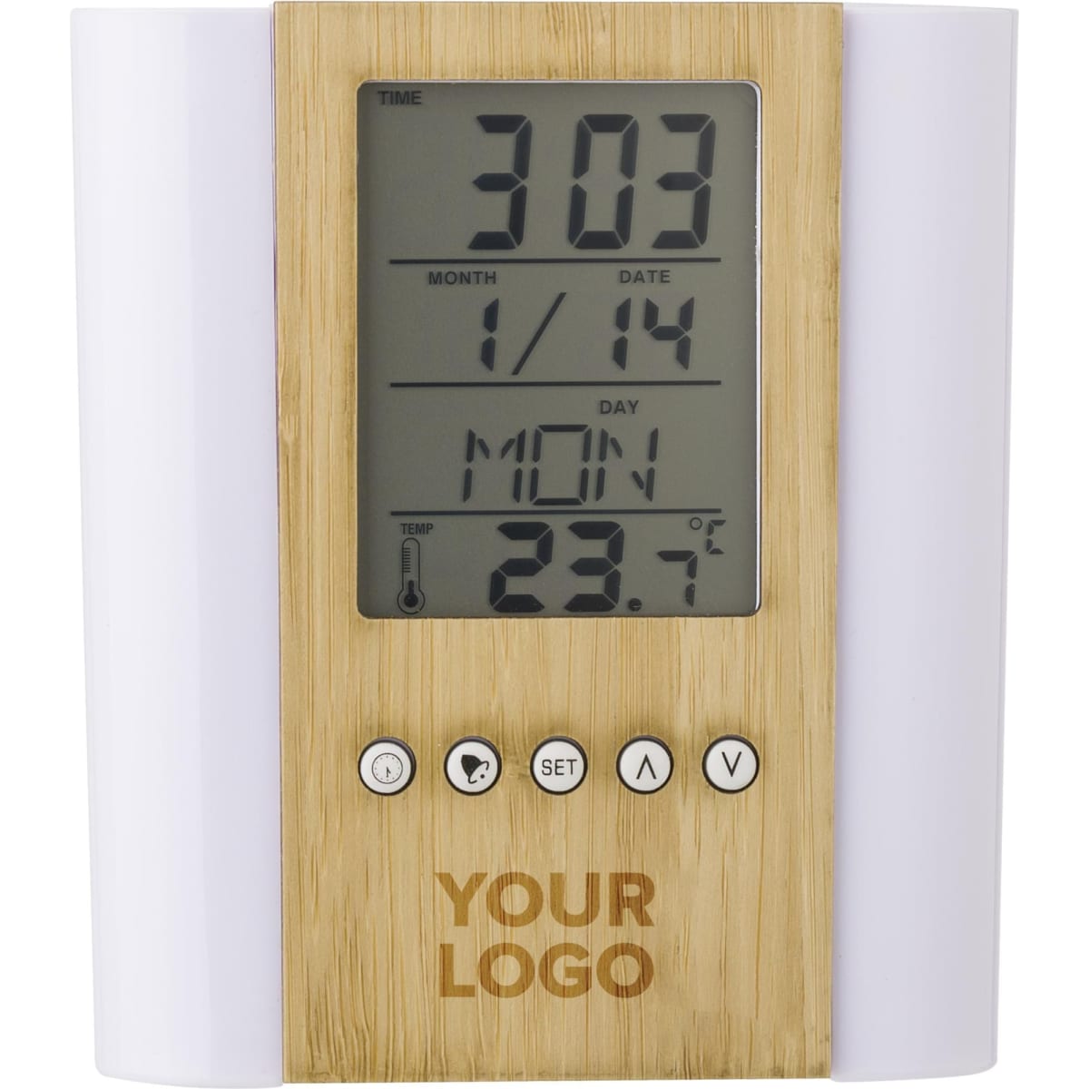 Bamboo penholder with clock