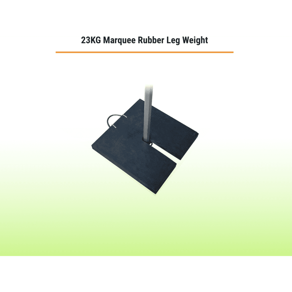 A 23kg rubber leg weight for marquees, featuring a black design and a central pole holder.