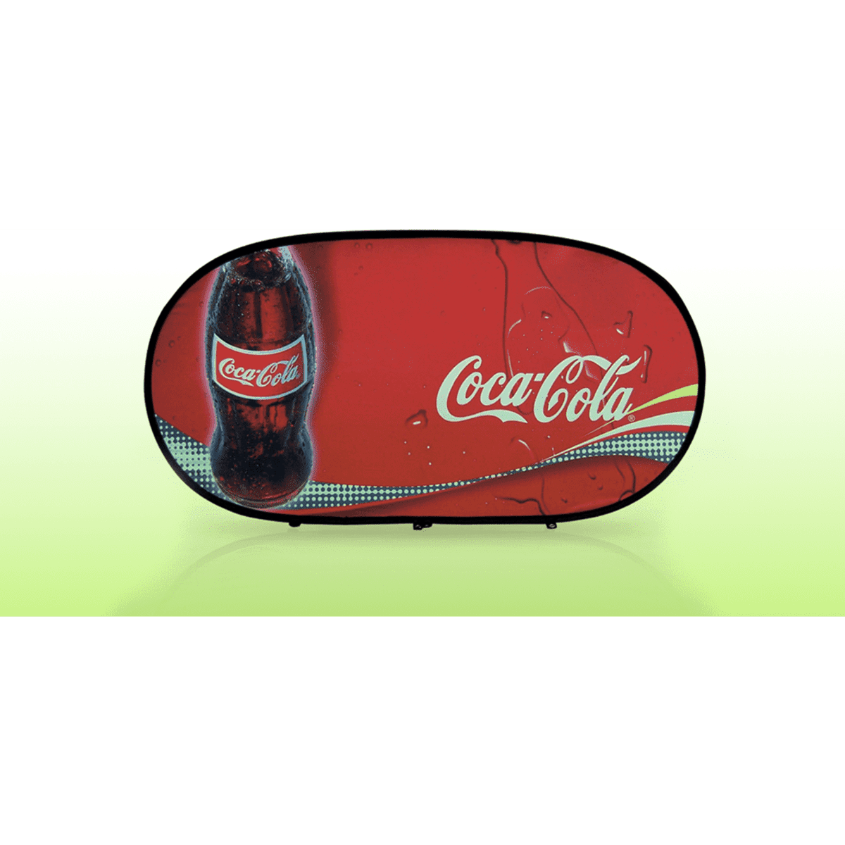 A medium horizontal A-frame banner featuring a red design with a Coca-Cola logo and bottle image.