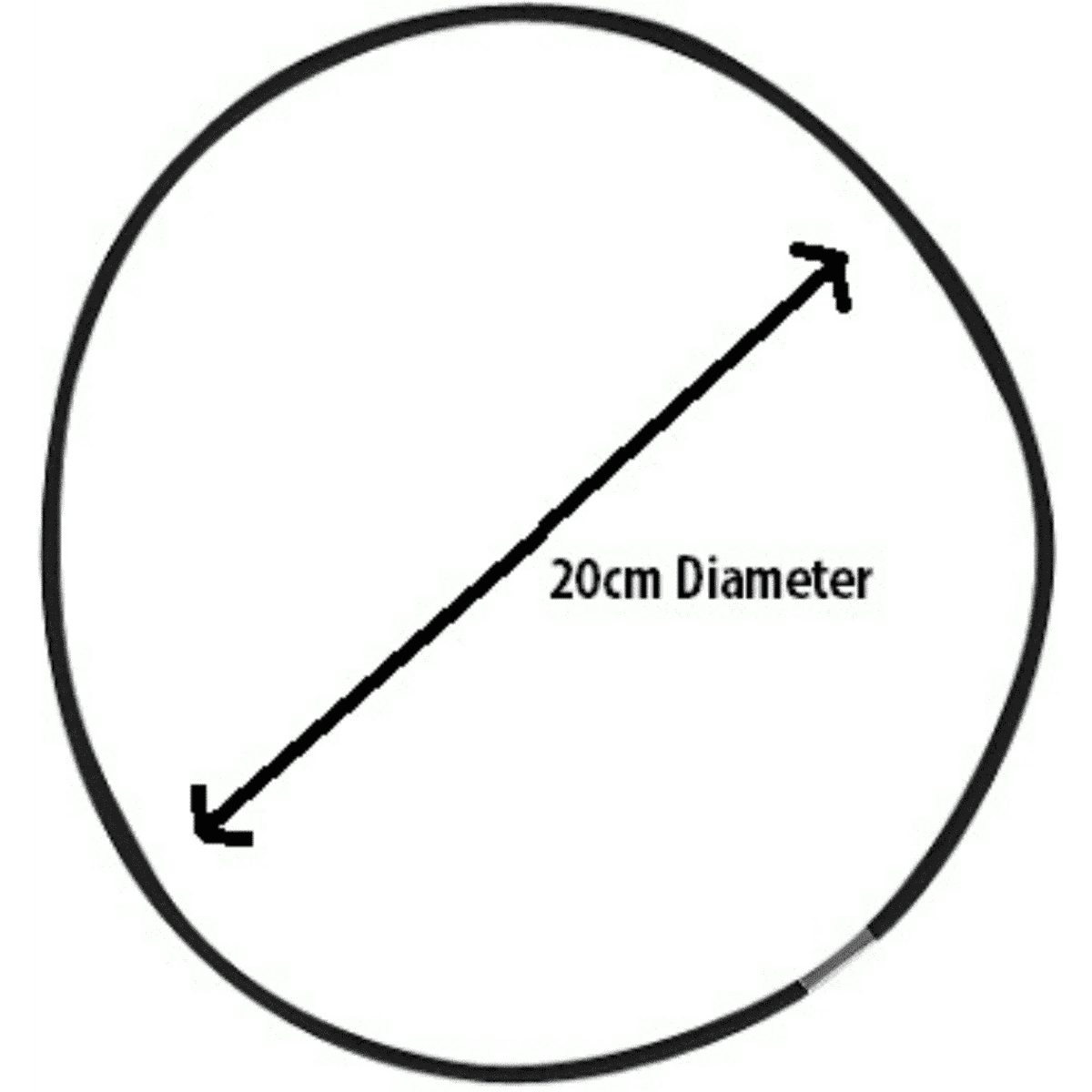 A black elastic loop band with a diameter of 20 cm, featuring a simple circular design.