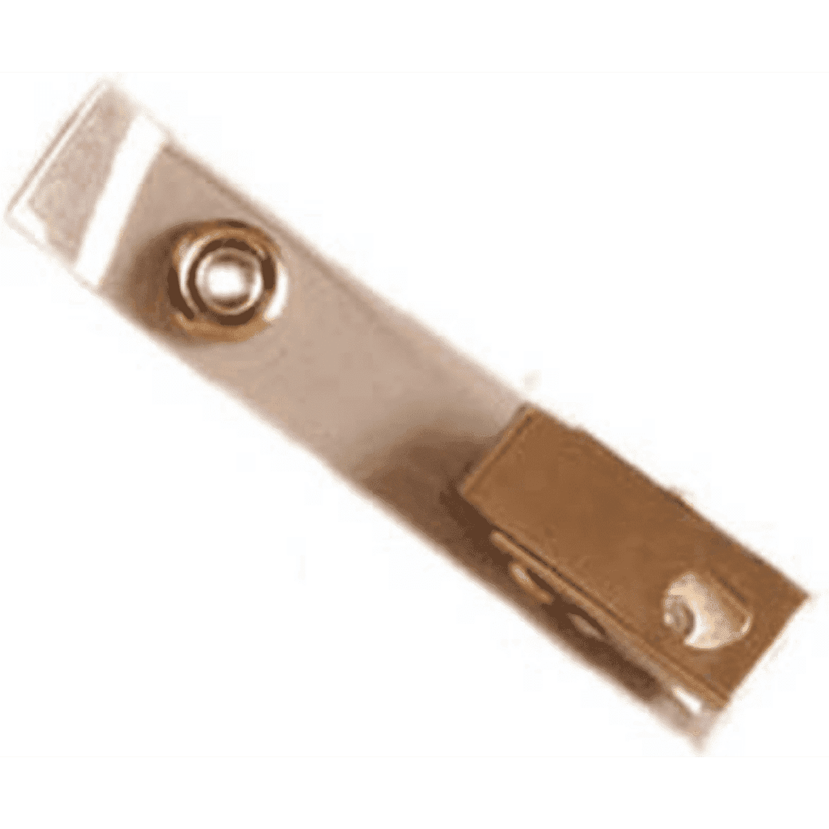 A silver loop plastic clip with an alligator grip, featuring a small circular attachment point.