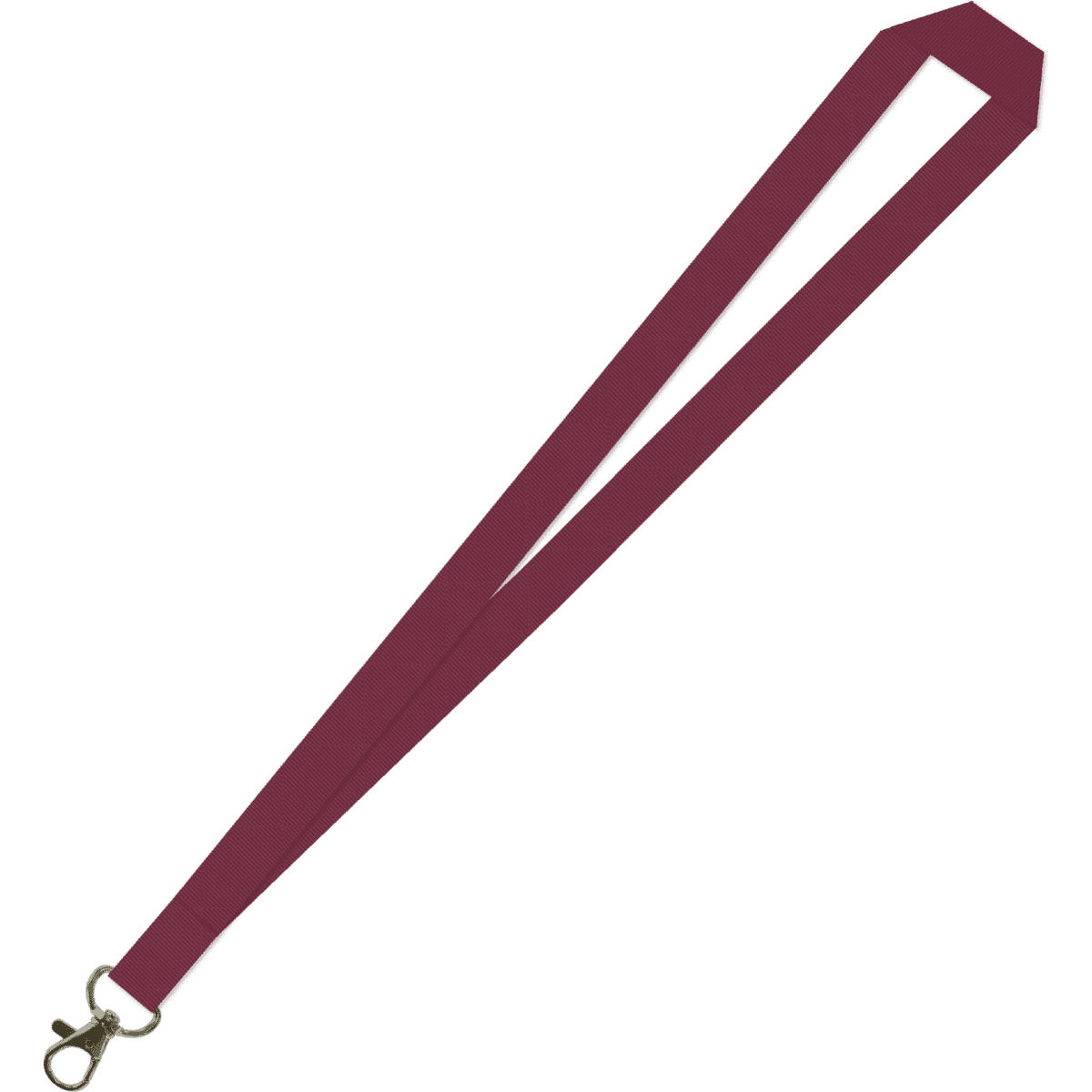A maroon lanyard with a carabiner clip at the end, featuring a plain design.