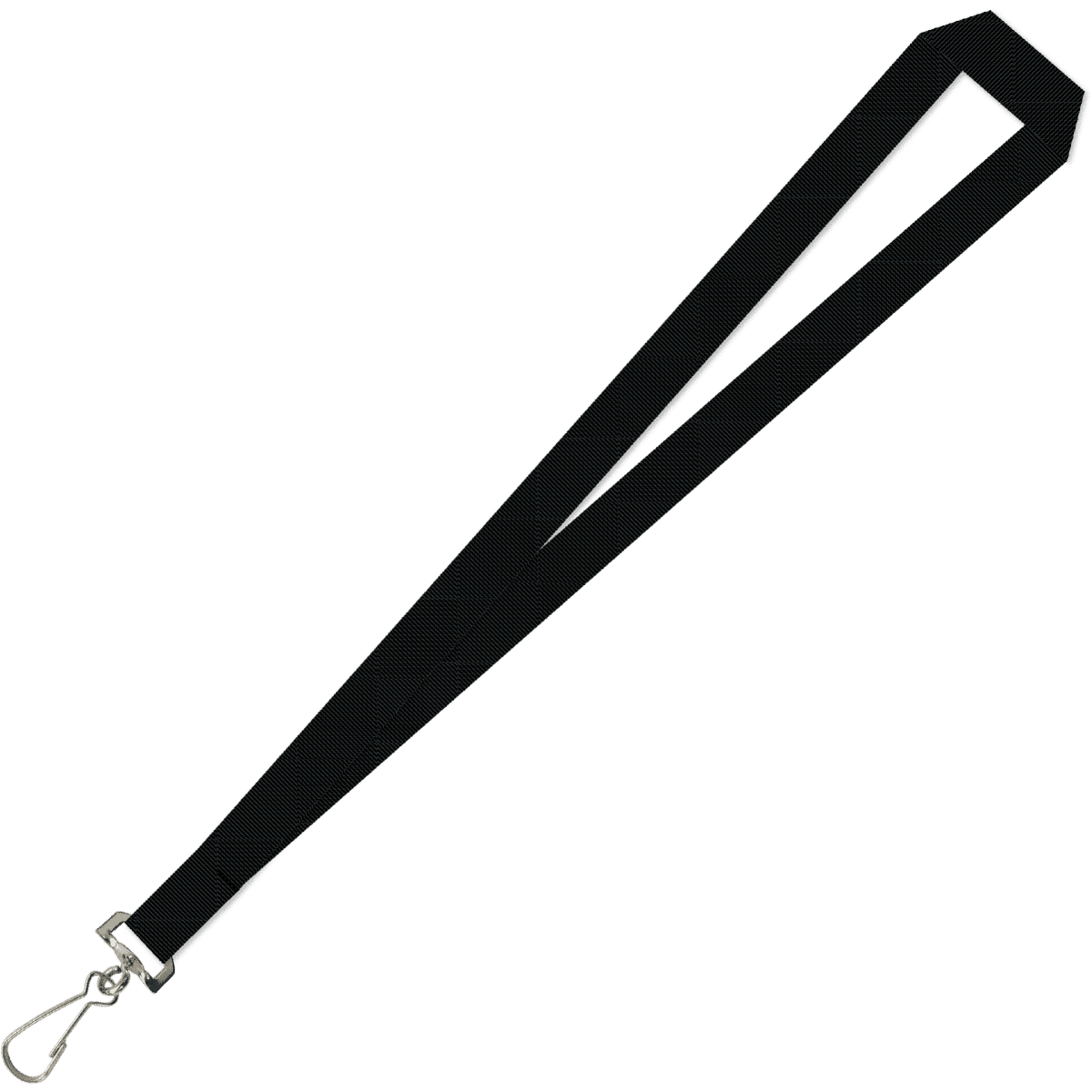 A plain black lanyard with a swivel hook, featuring a textured design and a metallic clasp.