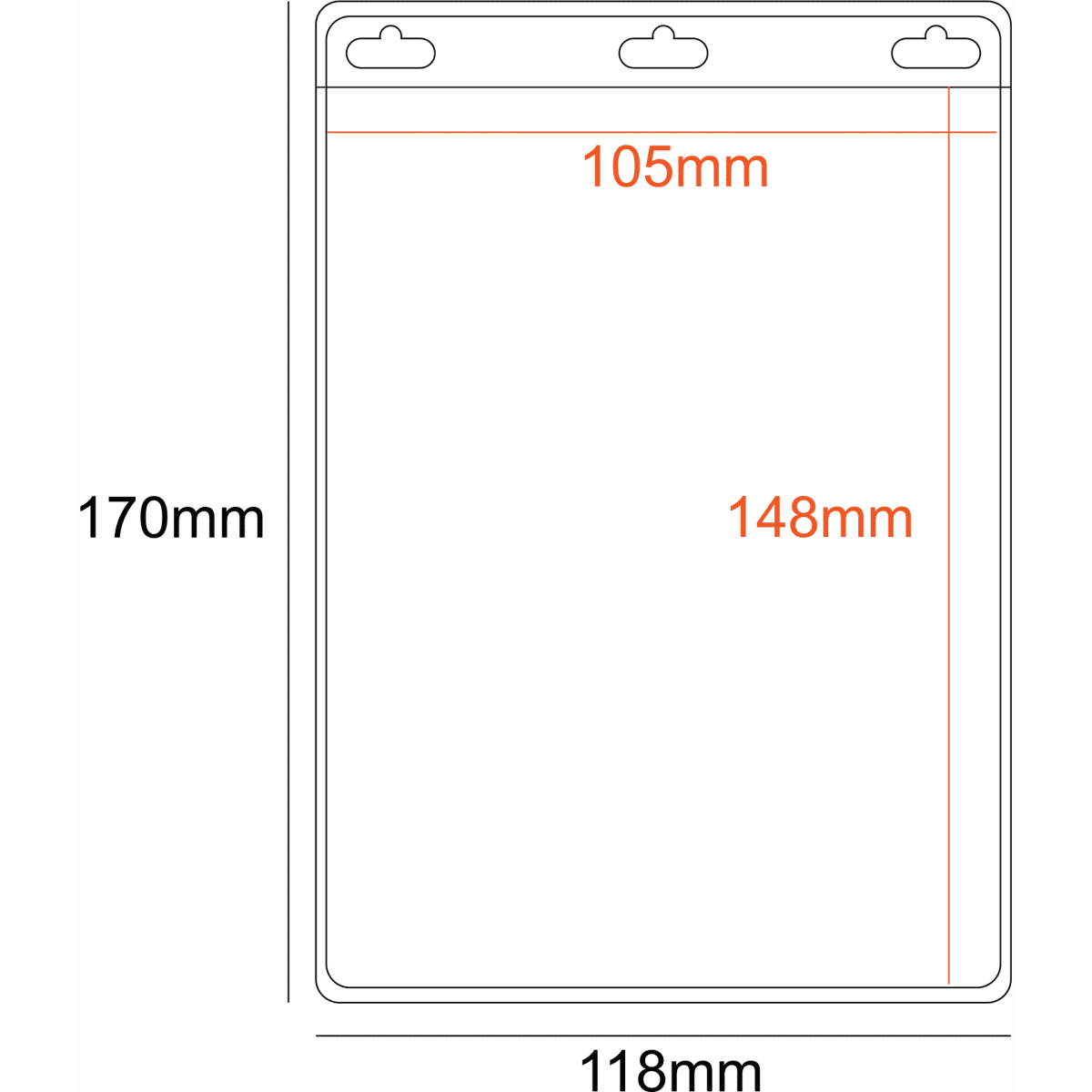 A PVC pocket holder in clear material, A6 size, featuring three slots for displaying cards or badges.