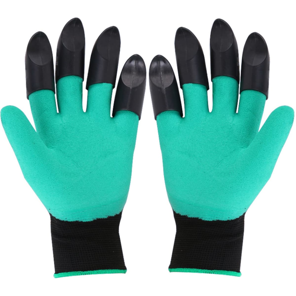 Clawed garden gloves in teal with black clawed fingertips, featuring a fitted wrist design.