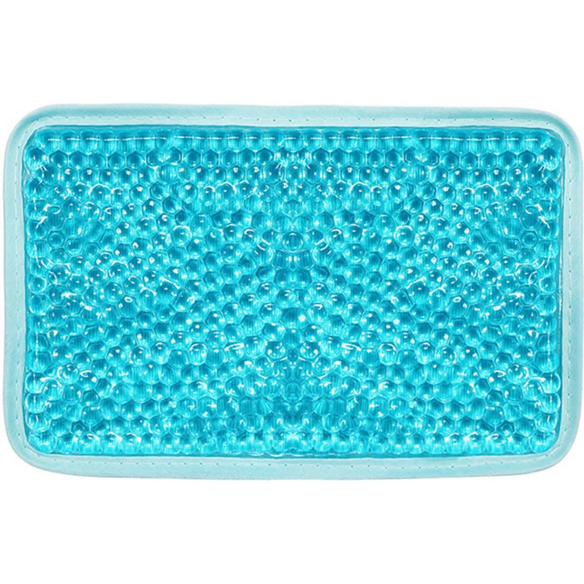 A rectangular gel bead pad in a light blue colour, designed for hot and cold therapy, featuring a subtle border.