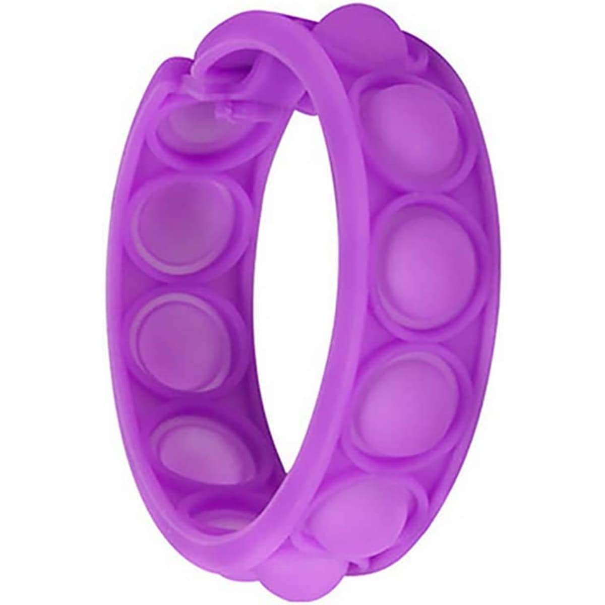 A purple pop bubble toy bracelet made of flexible material, featuring multiple bubble-like protrusions.