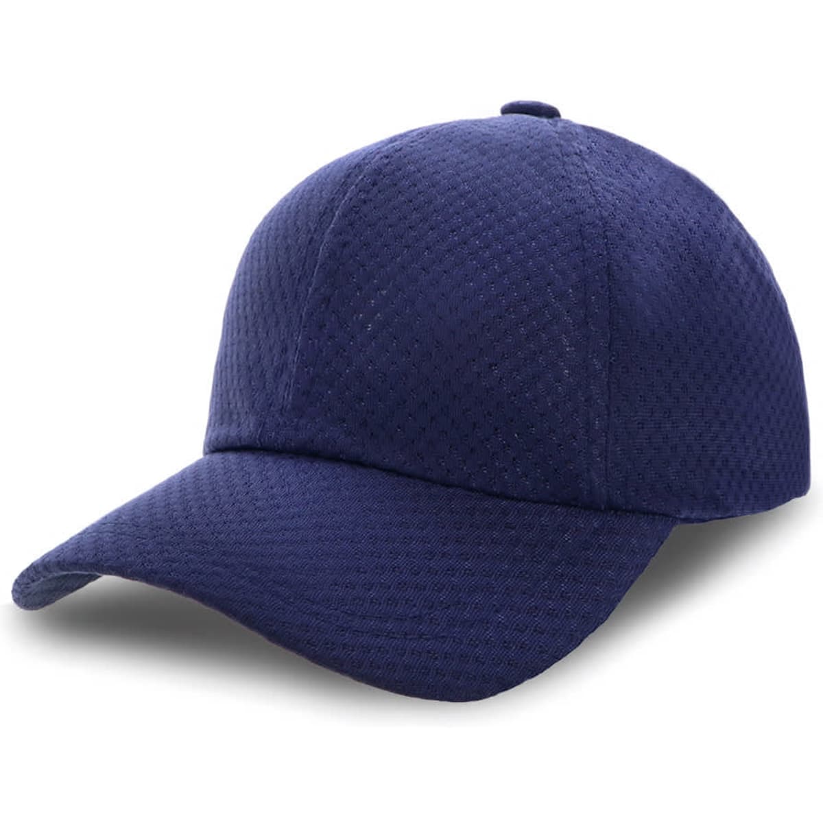 A navy Polymesh Cap with a structured design and a curved brim. It features a logo.