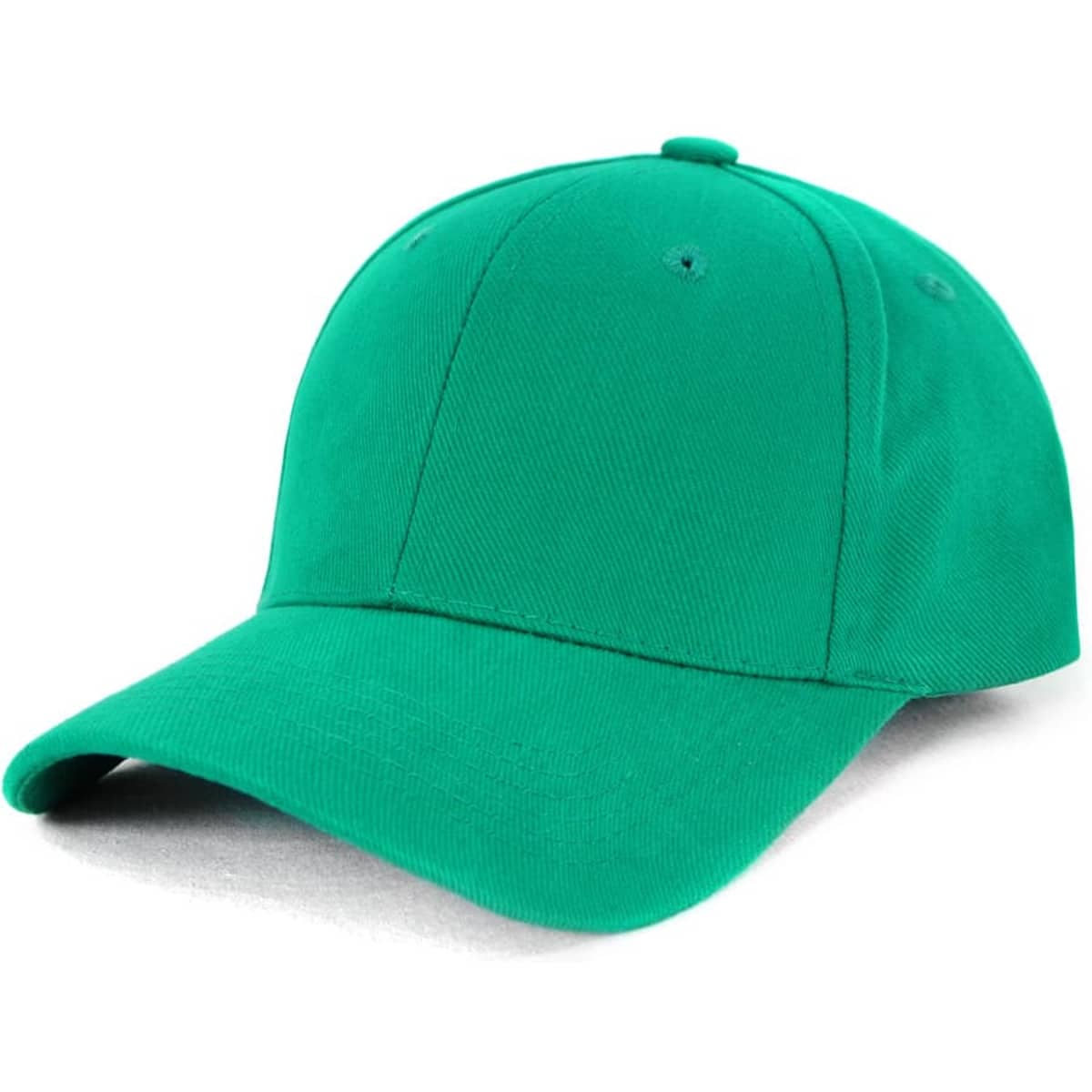 A vibrant green heavy brushed cotton cap with a curved brim and a solid design. It features a logo on the front.