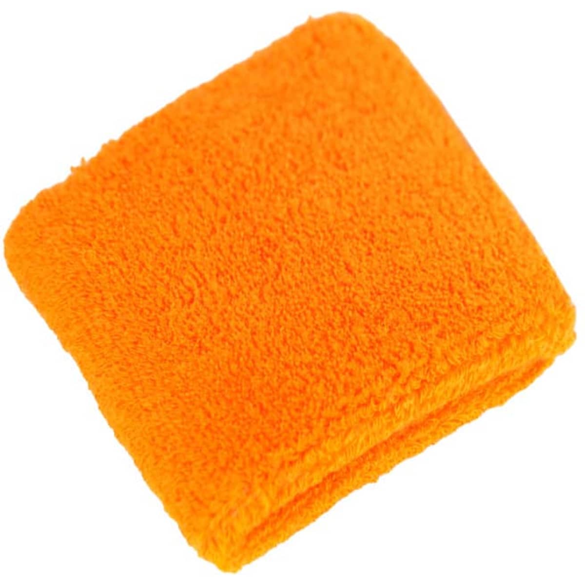 An orange wristband made of soft material, designed for events and exhibitions. It features a simple, textured surface.
