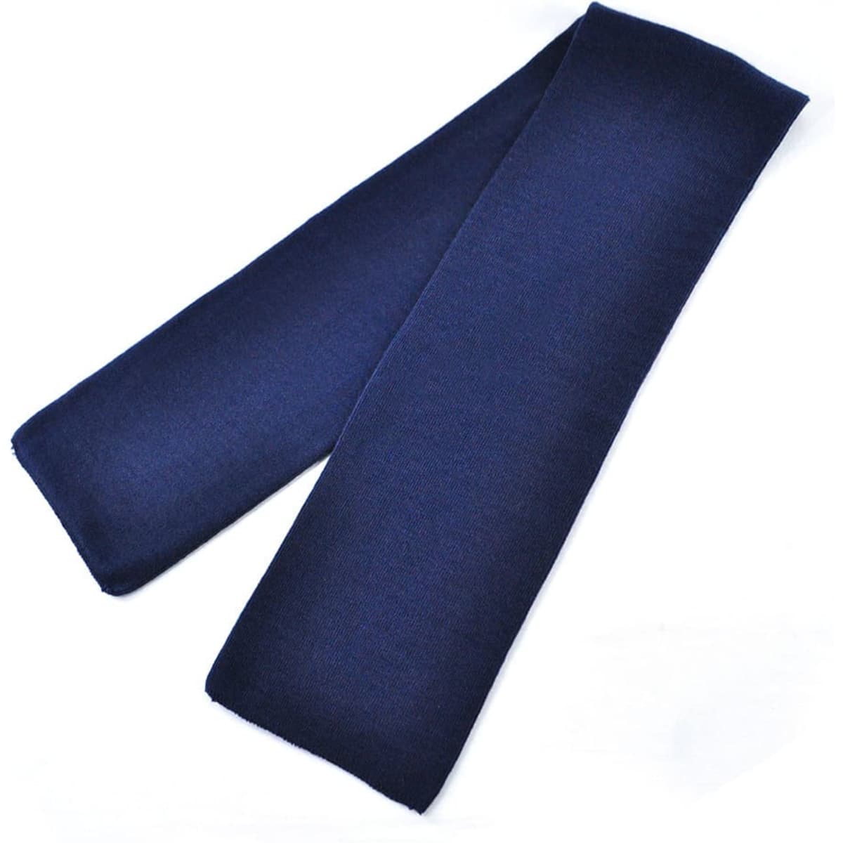Acrylic scarf in a rich navy blue colour, featuring a smooth texture and a simple, classic design.
