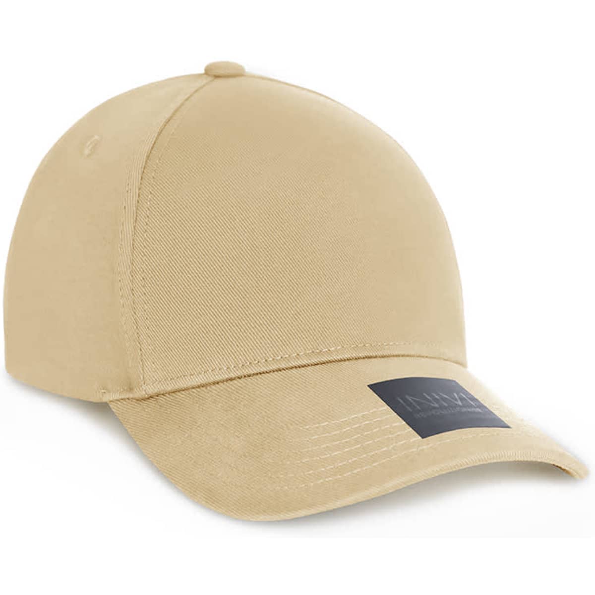 A beige cotton/spandex cap with a curved visor and a logo on the side.