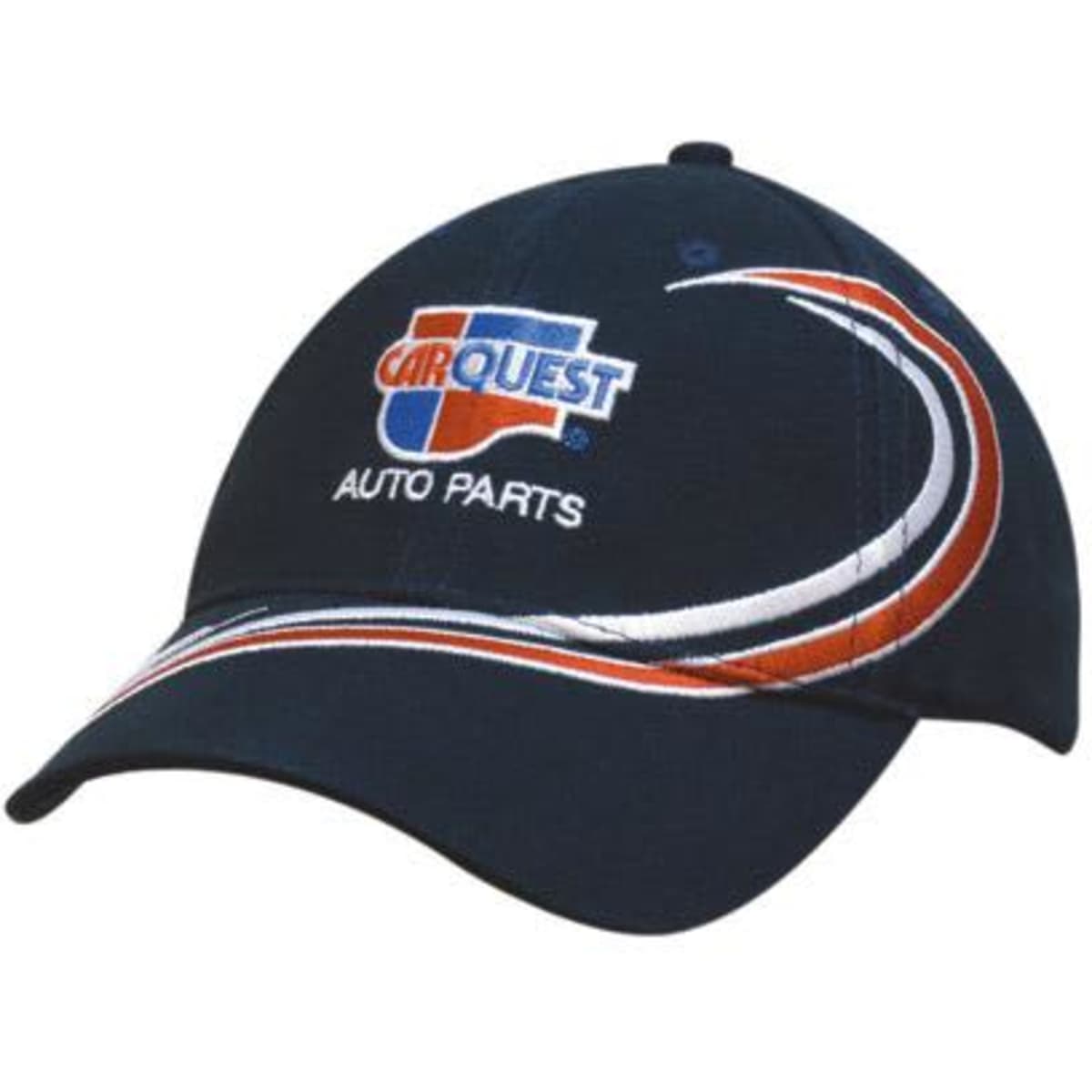 A navy blue cap featuring wave embroidery and a logo, designed for automotive parts branding.