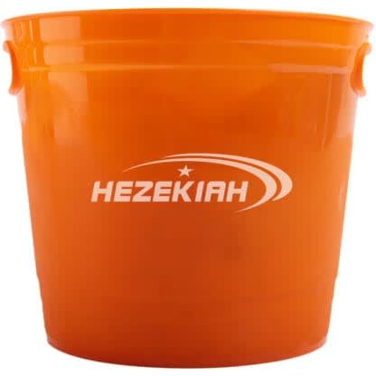 An orange 6L plastic ice bucket with a logo on the front.