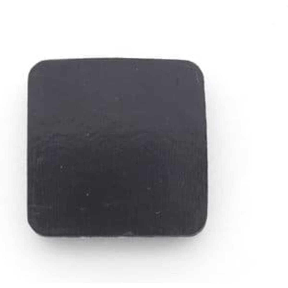 A square black epoxy fridge magnet with a smooth surface and rounded corners. It has a subtle glossy finish.