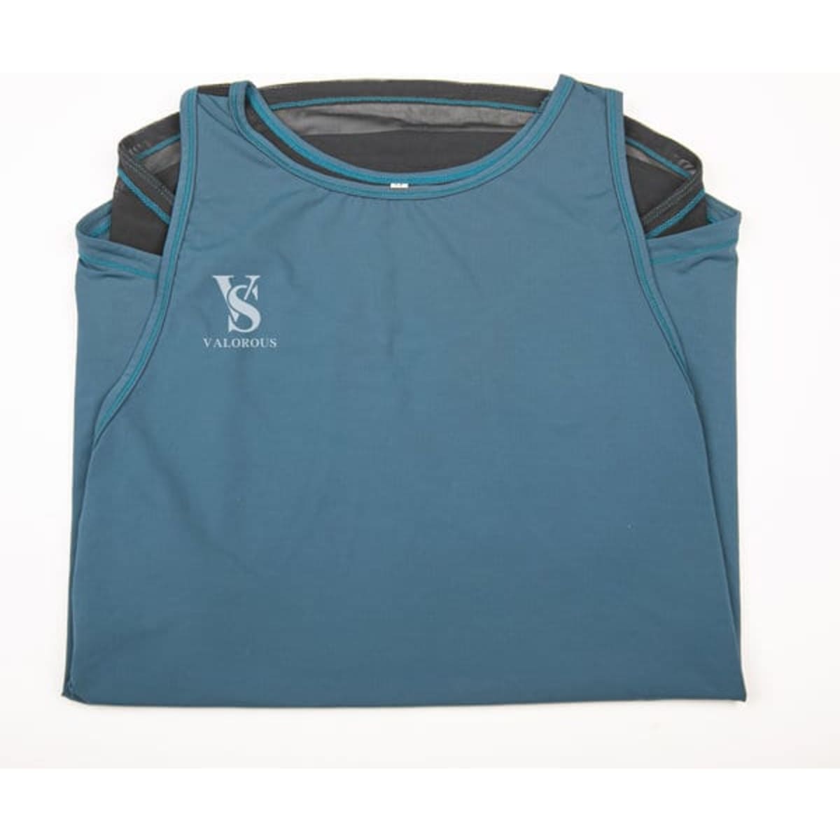 A men's sports breathable mesh tank top in teal, featuring a logo on the front and a lightweight design.