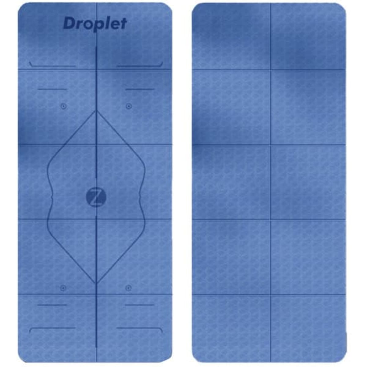 Foldable non-slip yoga mat in blue, featuring a textured surface and logo. Ideal for leisure and outdoor activities.