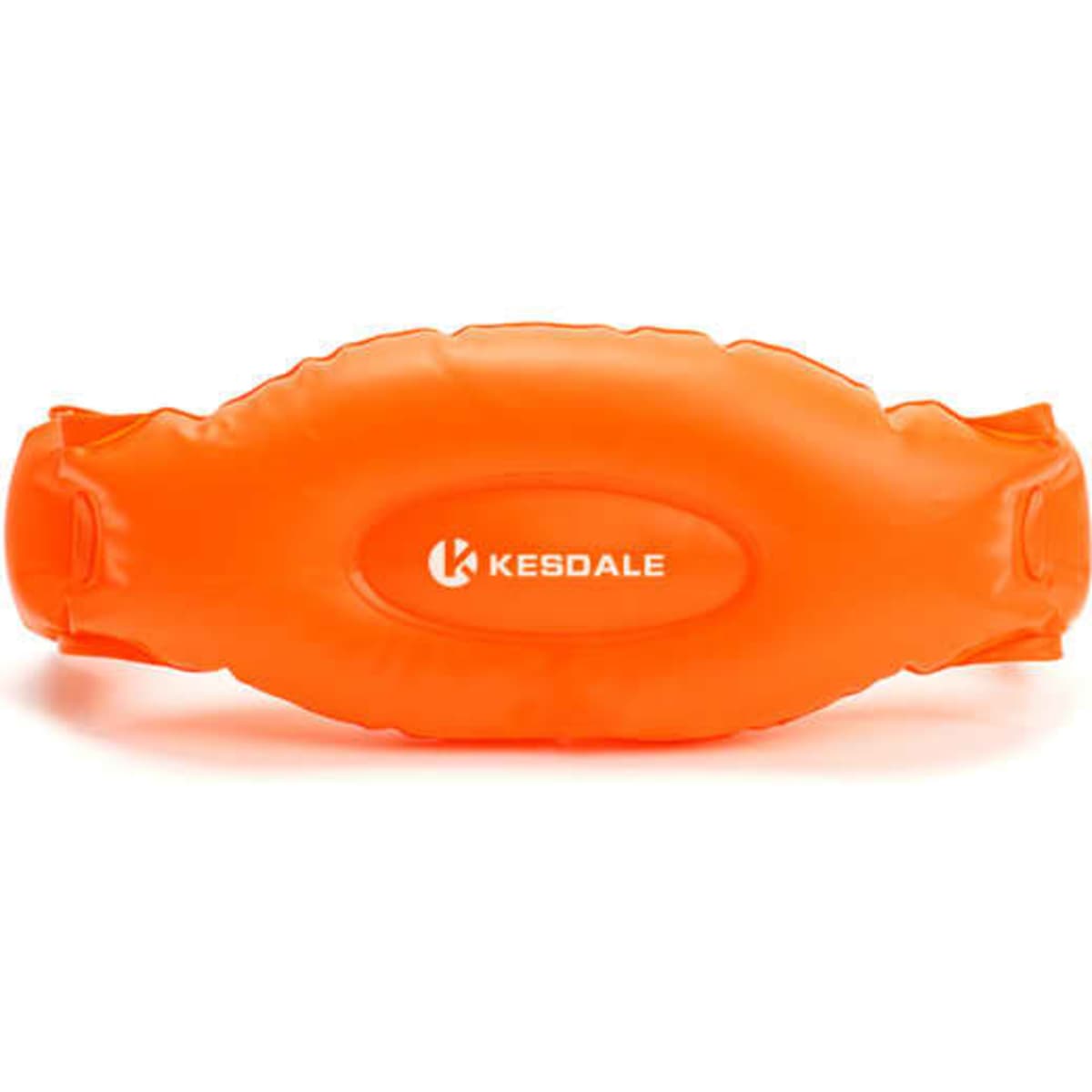An orange inflatable swimming belt with a central logo, designed for leisure and outdoor activities.