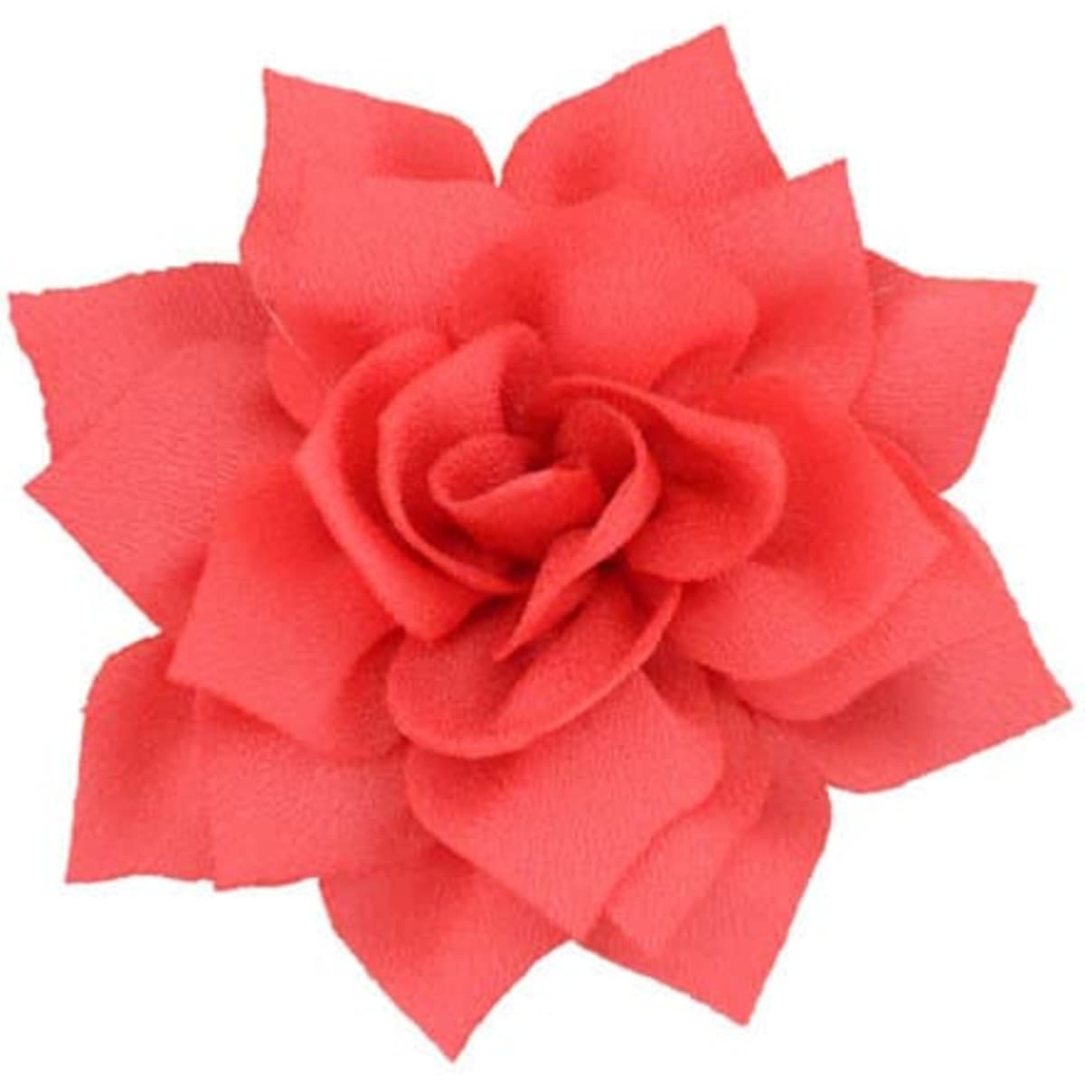 A vibrant red artificial fabric lotus flower with layered petals, ideal for decorative purposes.