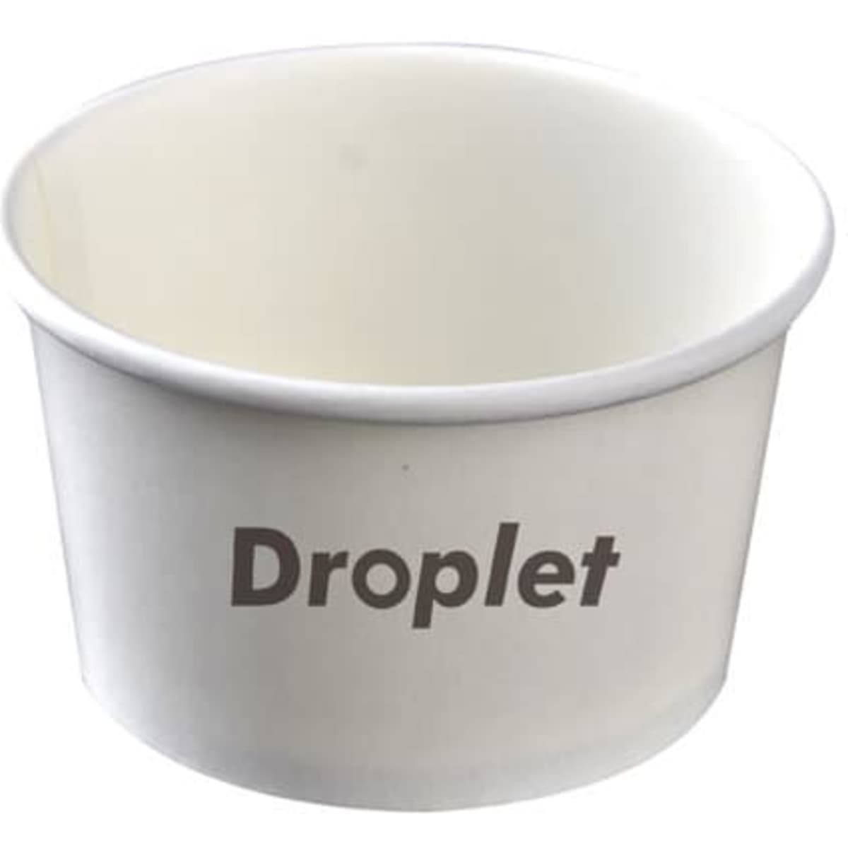 A white paper ice cream bowl with a logo, featuring a customizable design and a 350ml capacity.
