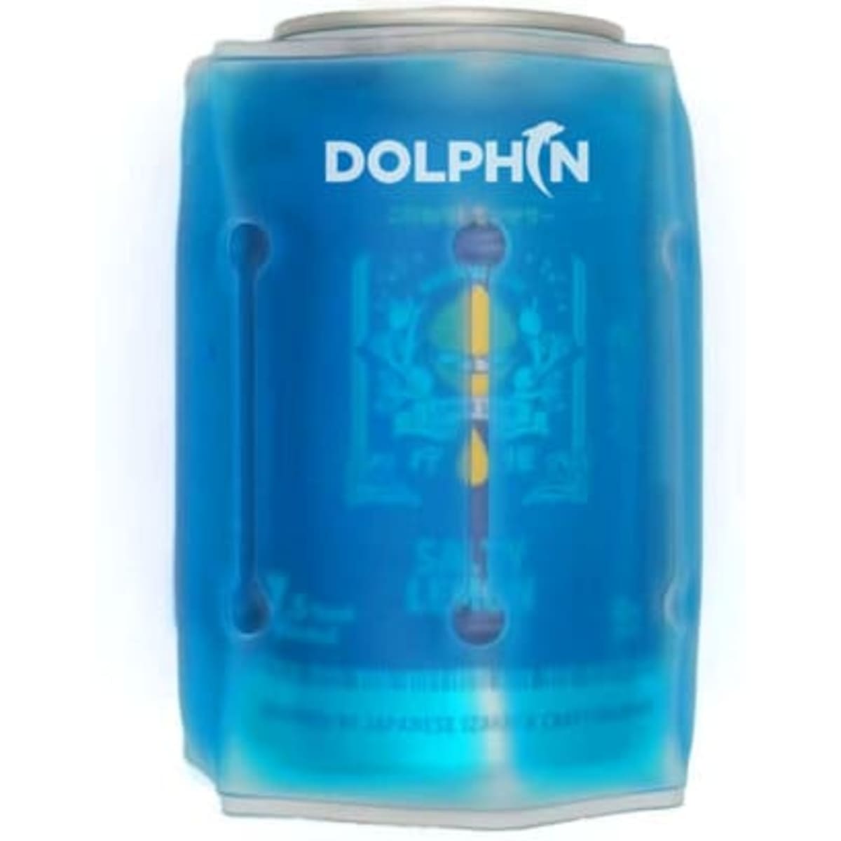 A drink bottle cooler in bright blue, featuring an internal design and a logo. Suitable for standard-sized cans.