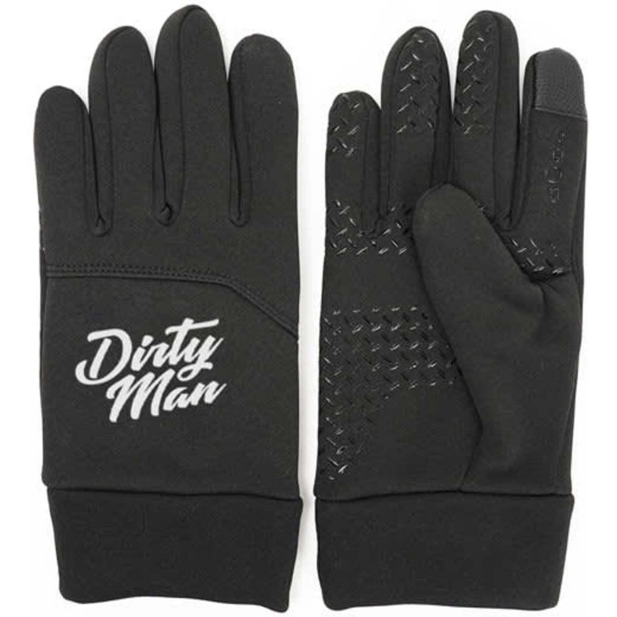 A pair of black anti-slip sport gloves with textured grip and a logo on the wrist area.