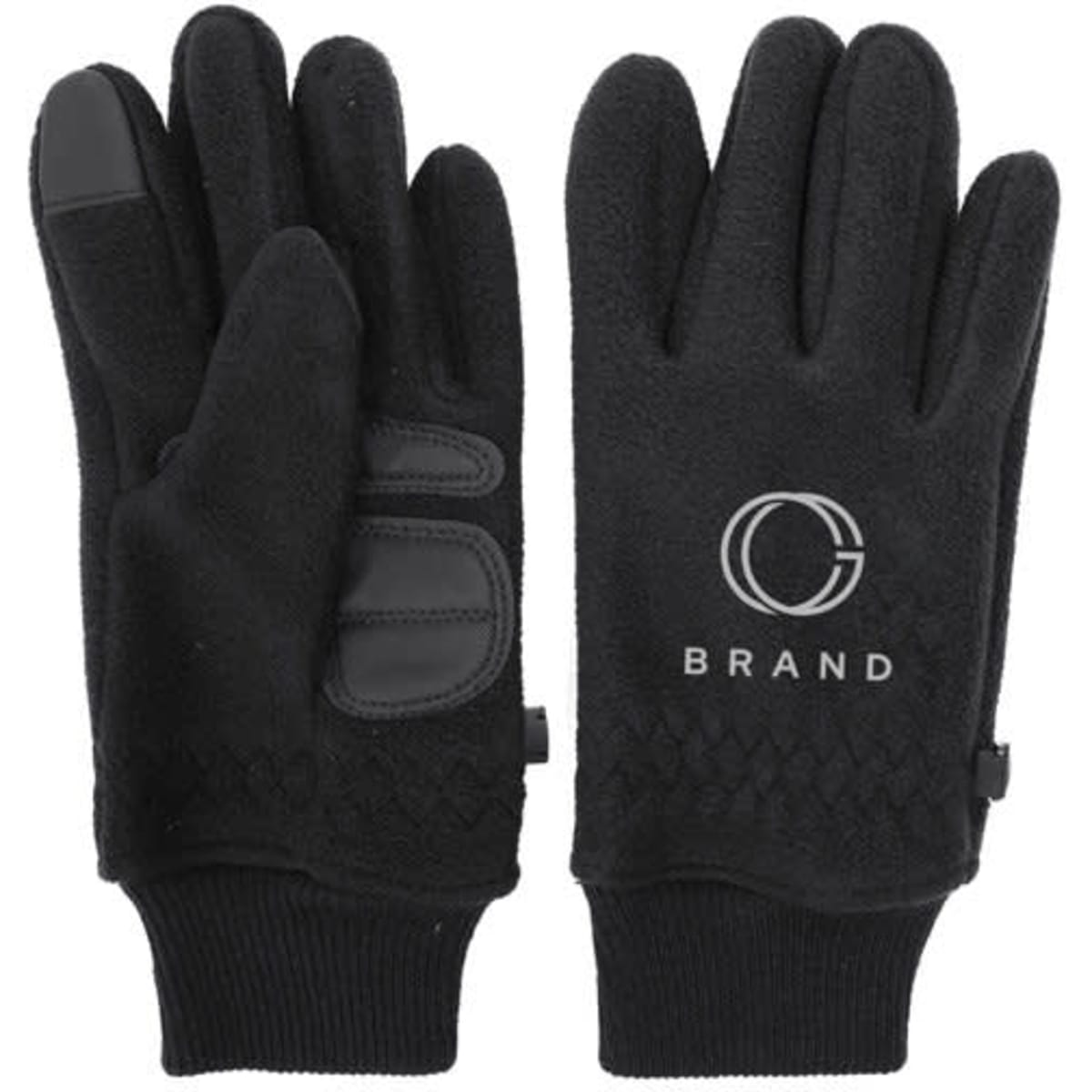 Black outdoor sports riding gloves featuring a grip pattern and a logo on the wrist area.