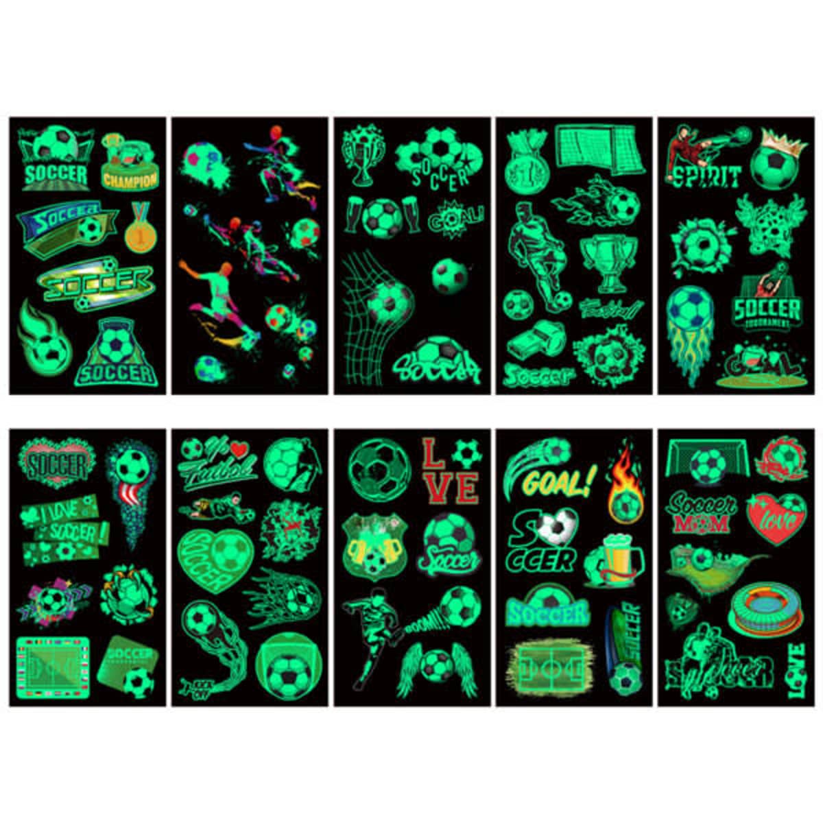 Football Glow Temporary Tattoo Sticker