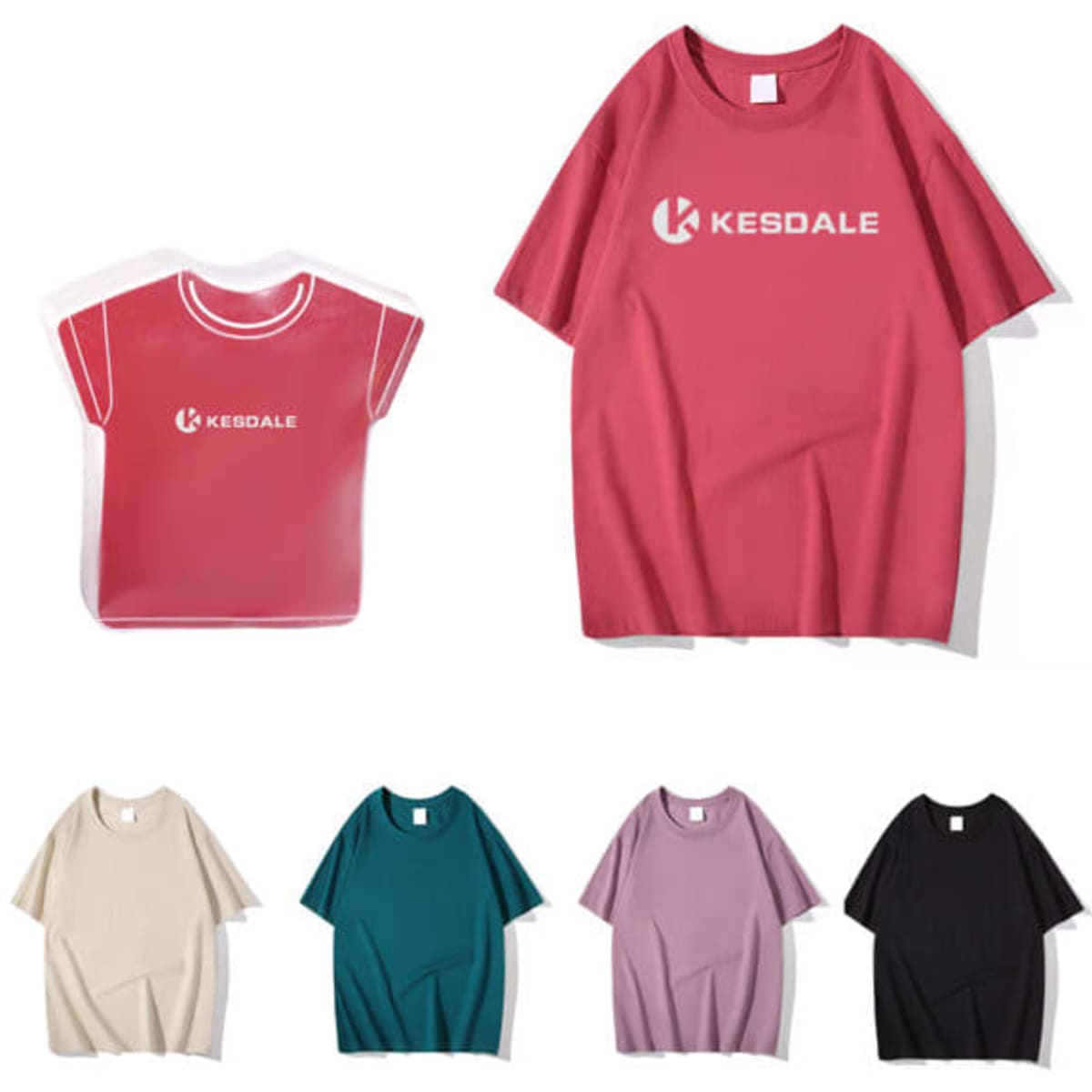 A range of custom compression T-shirts in various colours, featuring a logo on some designs.
