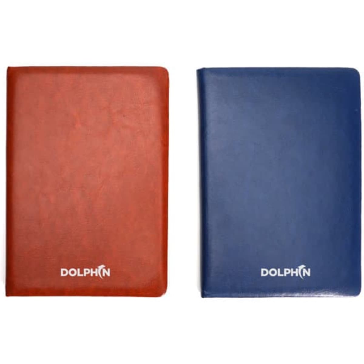 A5 PU leather hardcover notebook available in red and blue, featuring a logo on the front cover.