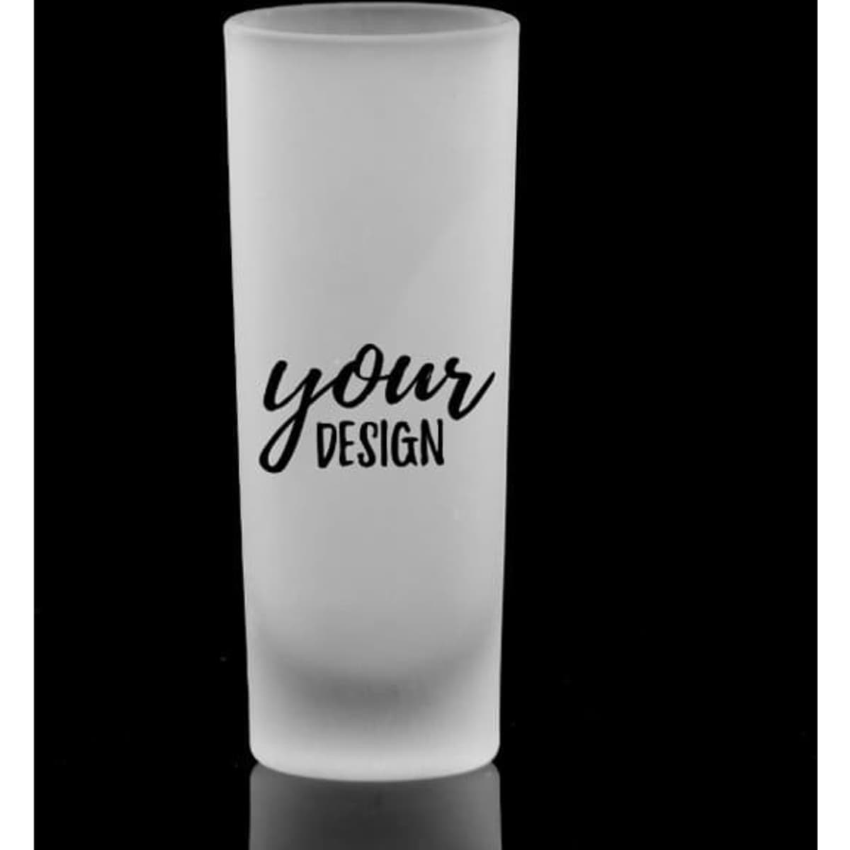 A frosted 10oz drinking Collins glass with a sleek design on a dark background, featuring a logo.